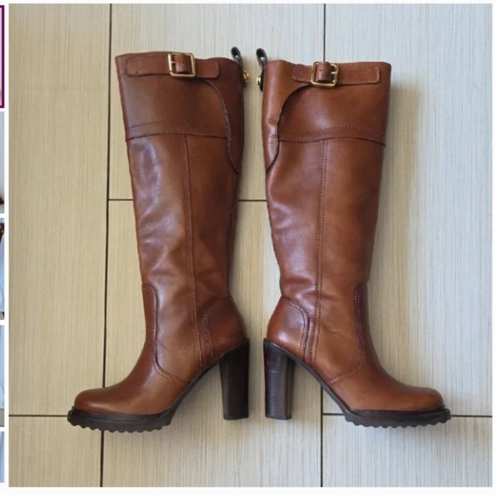 ISO - Tory Burch Knee High Boots w/ Stacked Heel and Buckle Detail